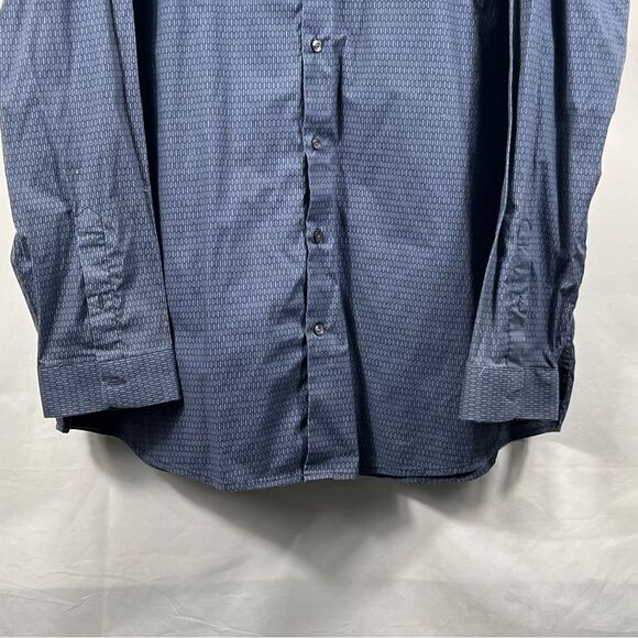 Shaquille O'Neal XLG Brand Mens Classic Blue Patterned Shirt 0650 - Picture 3 of 9